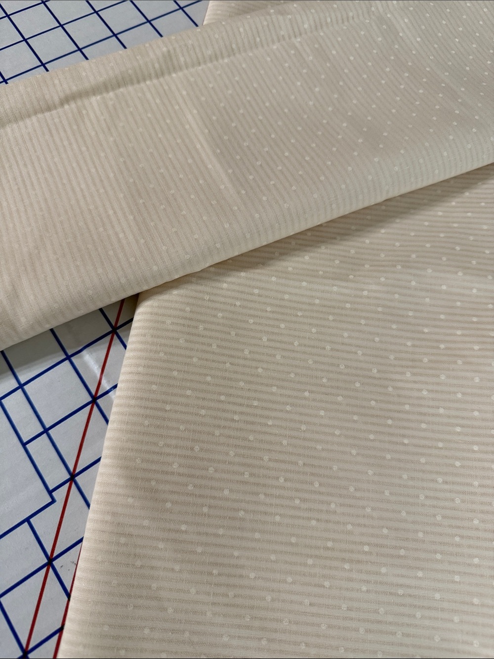 Vintage Butter Yellow Semi Sheer Dot Stripe Fabric 3 Yards 44” 2 Pieces - Picture 6 of 12
